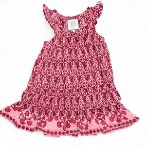 Bell by Alicia Bell Girls Silk Cotton Dress Red Pink Size 4 Boho Paisley Resort